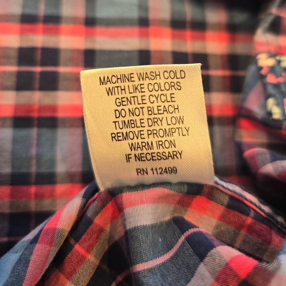 Tailorbyrd Mens Large Blue Pink Plaid Button Down Shirt Floral Trim Cotton Blend - Picture 7 of 9